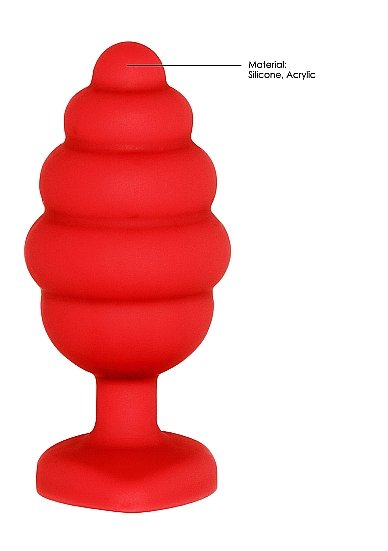 EXTRA LARGE RIBBED DIAMOND HEART PLUG RED - Image 7