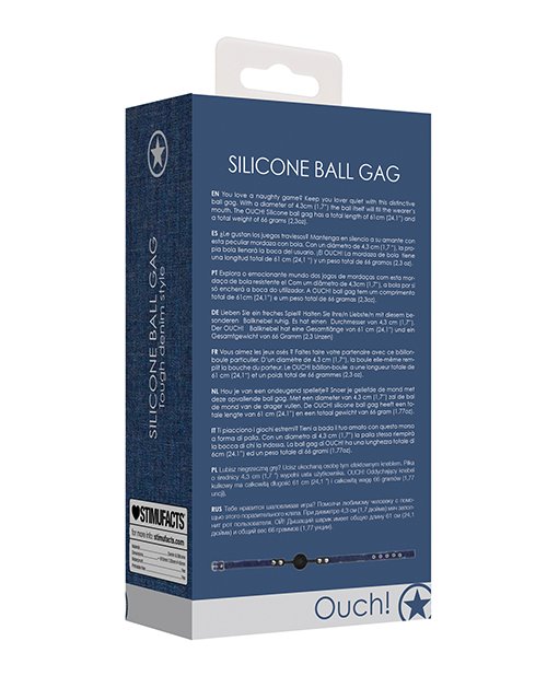 Shots Ouch Silicone Gag W/denim Straps - Blue - Image 2