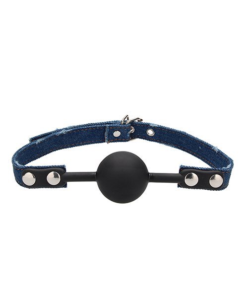 Shots Ouch Silicone Gag W/denim Straps - Blue - Image 3