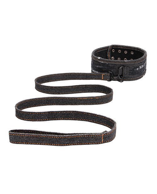Shots Ouch Denim Collar W/leash - Black - Image 3