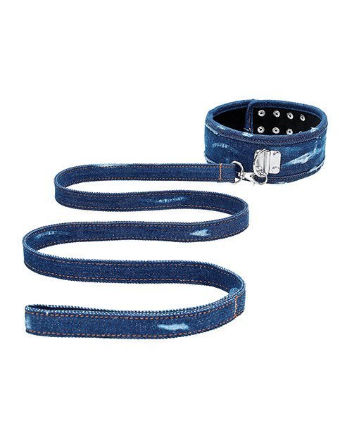 Shots Ouch Denim Collar W/leash - Blue - Image 3