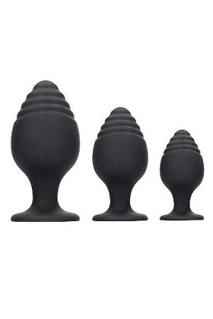 Rippled Butt Plug Set Black