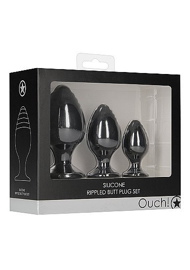 Rippled Butt Plug Set Black - Image 2