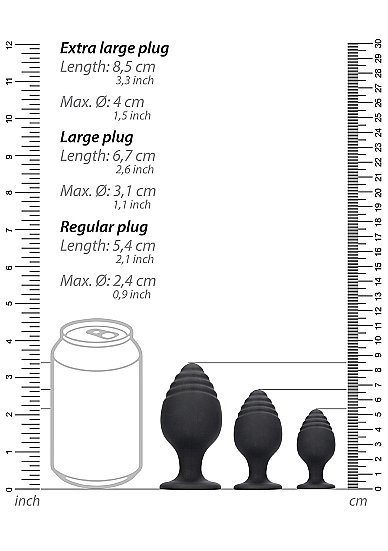 Rippled Butt Plug Set Black - Image 3