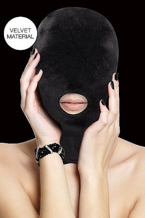 Velvet & Velcro Mask W/ Mouth Opening Black