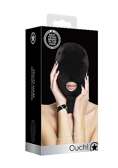 Velvet & Velcro Mask W/ Mouth Opening Black - Image 2