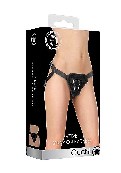 Velvet & Velcro Harness W/ O-Ring Adjustable Black - Image 2