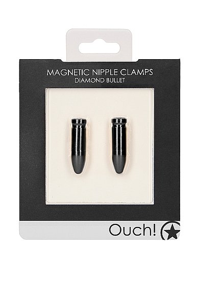 Ouch Magnetic Nipple Clamps Diamond Bullet Black - Image 2