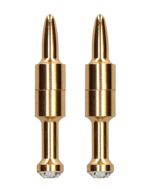 Shots Ouch Diamond Pin Magnetic Nipple Clamps - Gold - Image 2