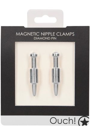Shots Ouch Diamond Pin Magnetic Nipple Clamps - Silver