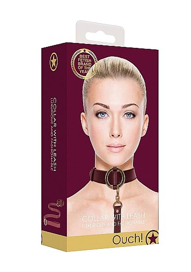 Ouch Halo Collar W/ Leash Burgundy - Image 2
