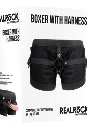Realrock Boxer with Harness Black O/S