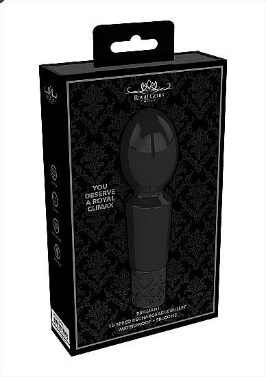 Royal Gems Brilliant Black Rechargeable Silicone Bullet - Image 2