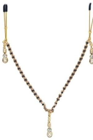 Tweezer Clamp W/3 Pendants & Beaded Chain