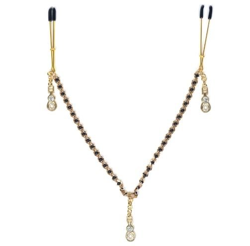 Tweezer Clamp W/3 Pendants & Beaded Chain