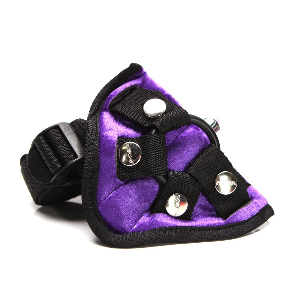 VELVET VIBRATING HARNESS PURPLE - Image 2