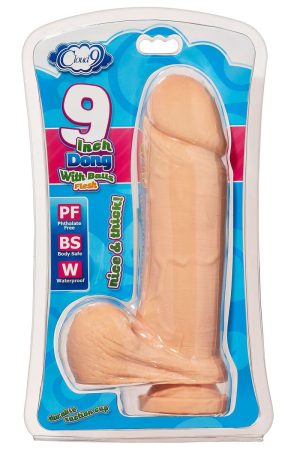 CLOUD 9 THICK DONG W/BALLS & SUCTION LIGHT 9IN