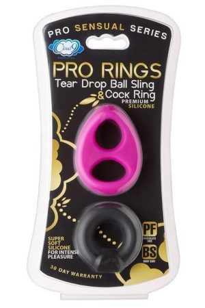PRO SENSUAL SILICONE TEAR DROP RING & DONUT SLING 2 PACK