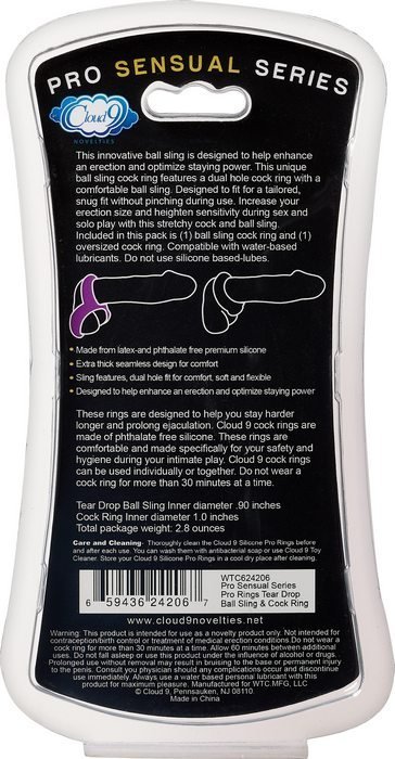 PRO SENSUAL SILICONE TEAR DROP RING & DONUT SLING 2 PACK - Image 2