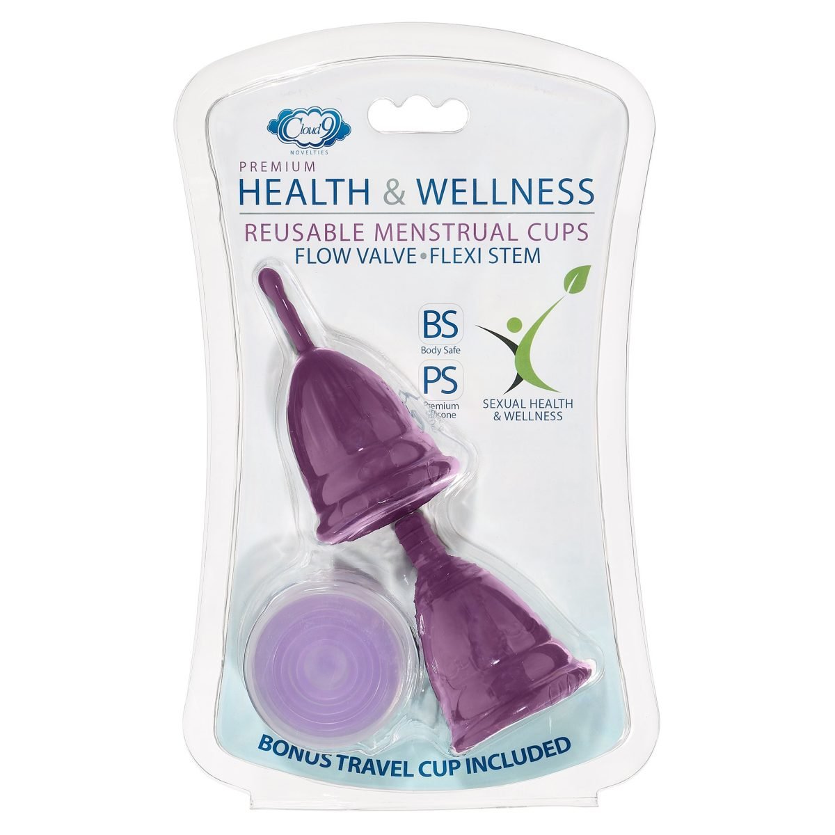 Cloud 9 Health & Wellness Reusable Menstrual Cups 3-Pk W/Bonus Travel Cup & Case - Image 2
