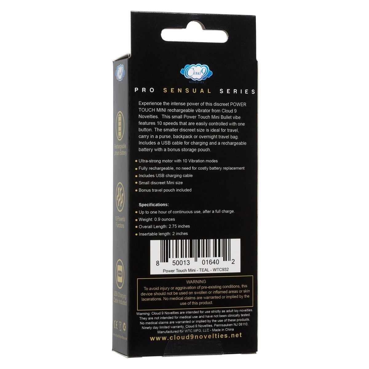 Cloud 9 Power Touch Iii - Teal Mini Rechargeable Bullet (Eaches) - Image 2