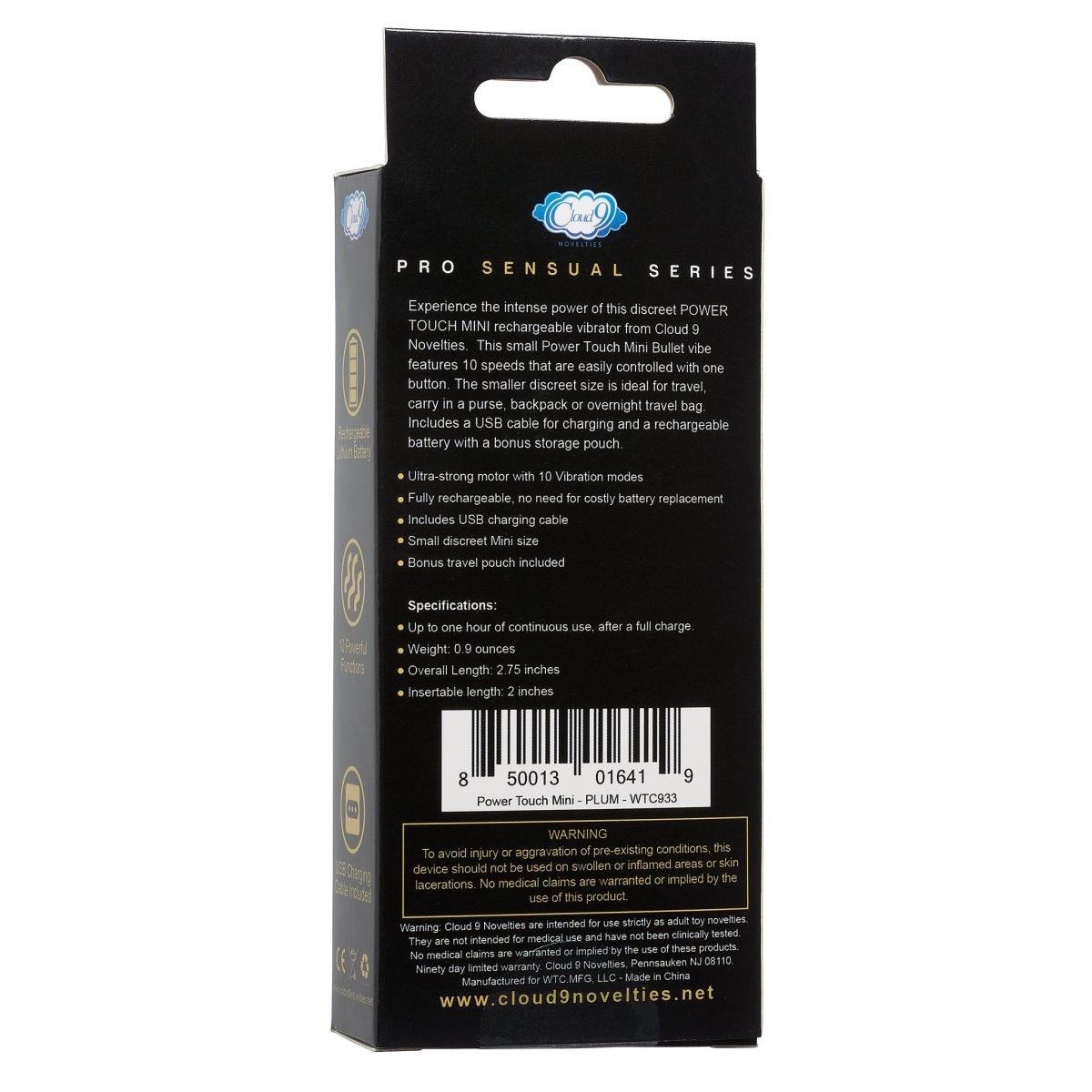 Cloud 9 Power Touch Iii - Plum Mini Rechargeable Bullet (Eaches) - Image 2