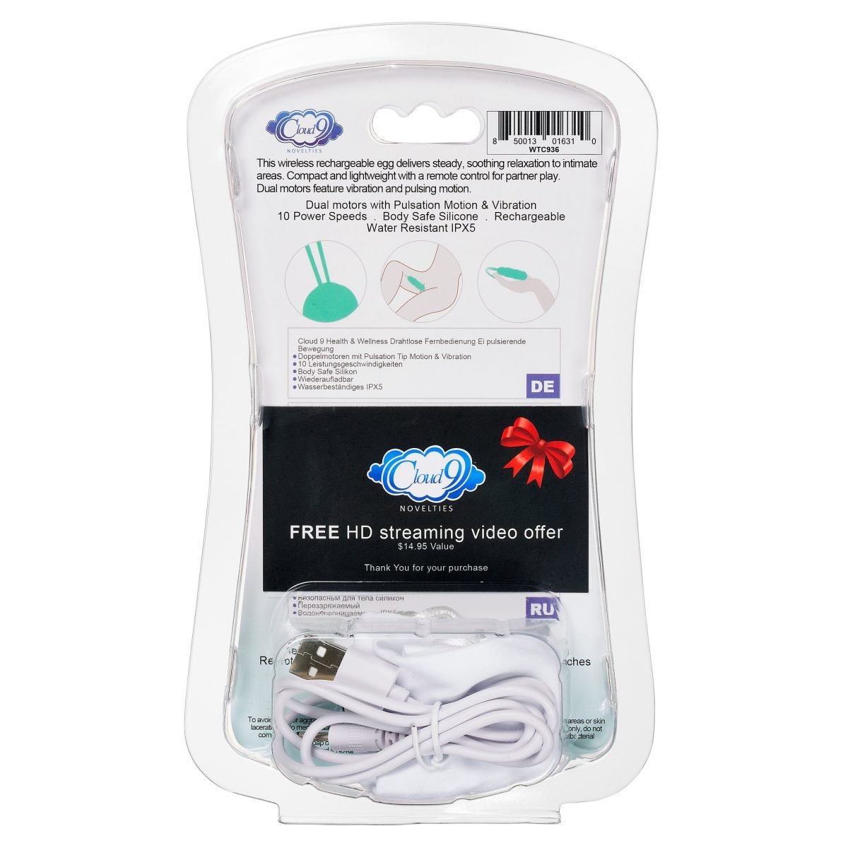 Cloud 9 Health & Wellness Wireless Remote Control Egg W/ Pulsating Motion Teal - Image 6