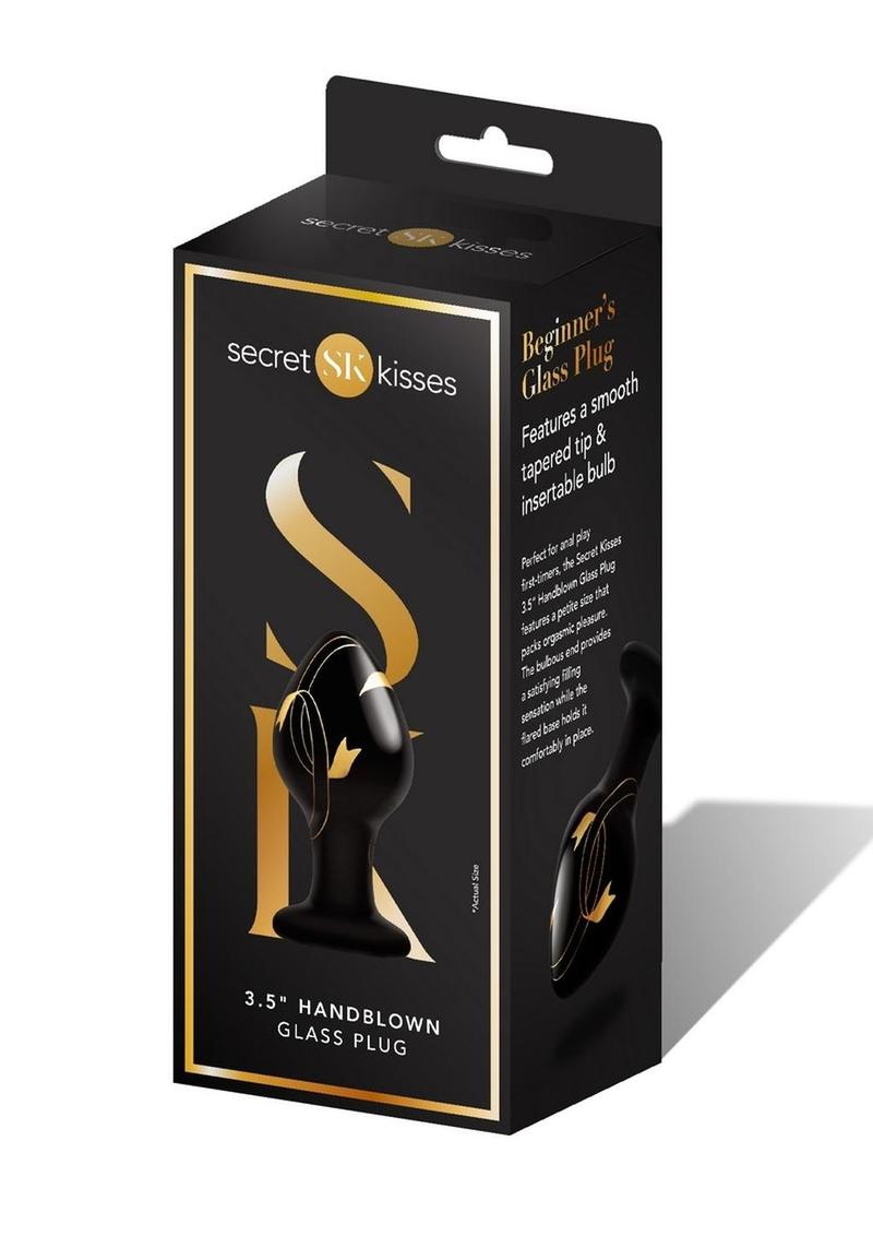 Secret Kisses 3.5In Glass Plug Black & Gold - Image 2