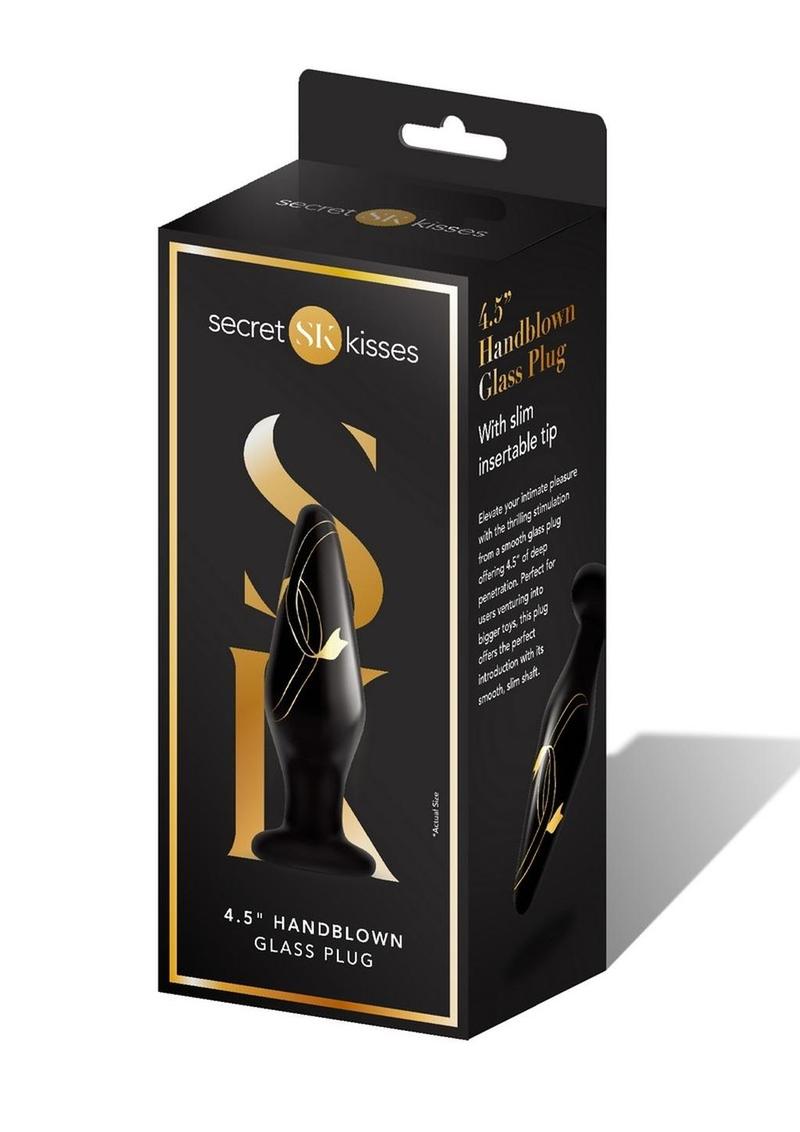 Secret Kisses 4.5In Glass Plug Black & Gold - Image 2