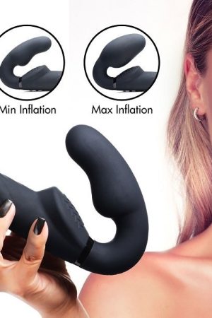 Ergo-Fit Twist Inflatable Vibrating Silicone Strapless Strap-on - Black