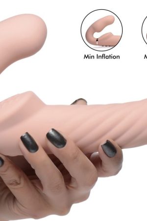 Ergo-Fit Twist Inflatable Vibrating Silicone Strapless Strap-on - Beige