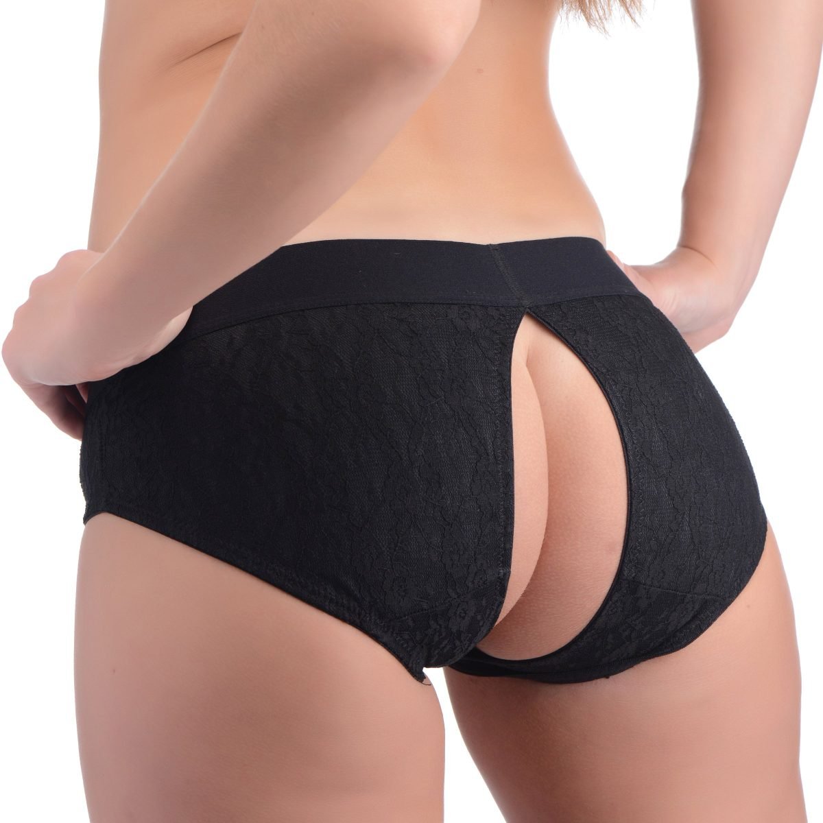 Lace Envy Black Pegging Set with Lace Crotchless Panty Harness and Dildo - L-XL - Image 2