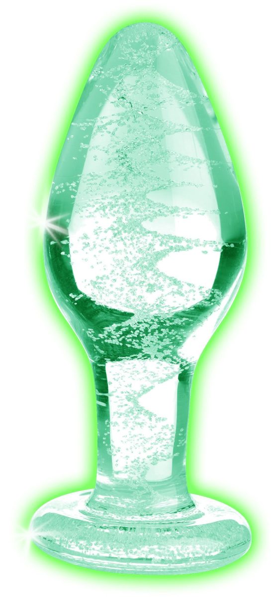 Glow-In-The-Dark Glass Anal Plug - Medium - Image 2