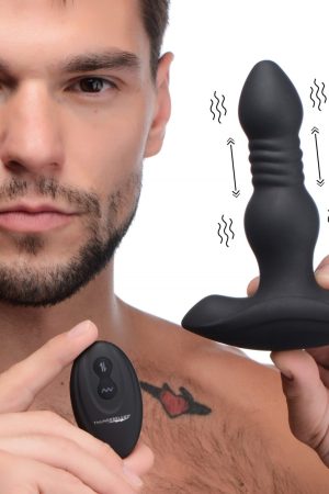Vibrating and Thrusting Remote Control Silicone Anal Plug