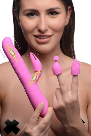 10X Versa-Thrust Vibrating and Thrusting Silicone Rabbit with 3 Attachments