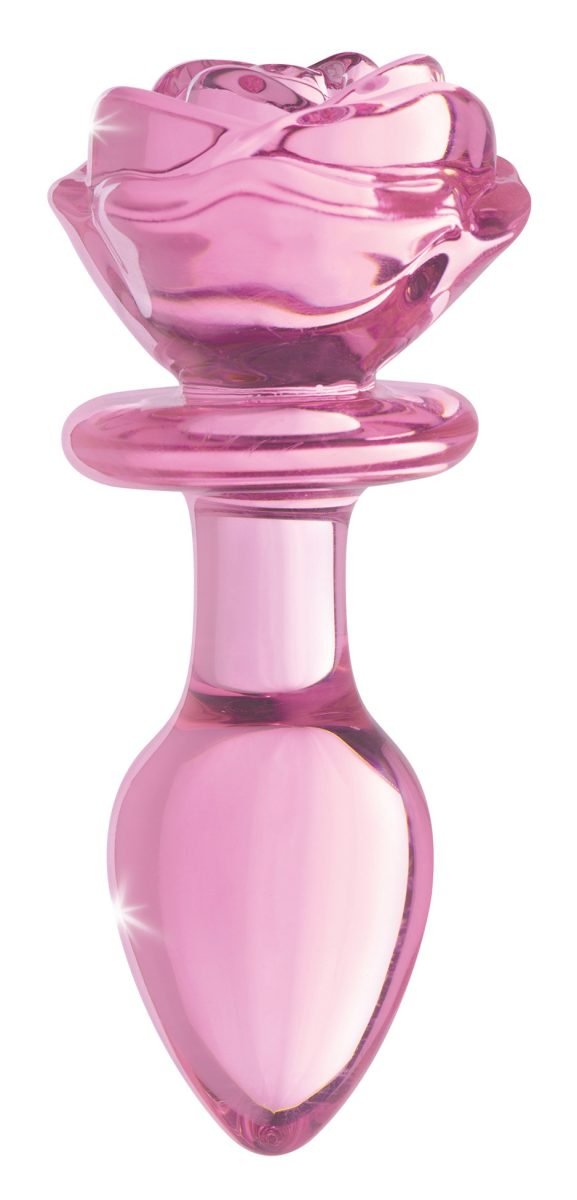 Pink Rose Glass Anal Plug - Medium - Image 2