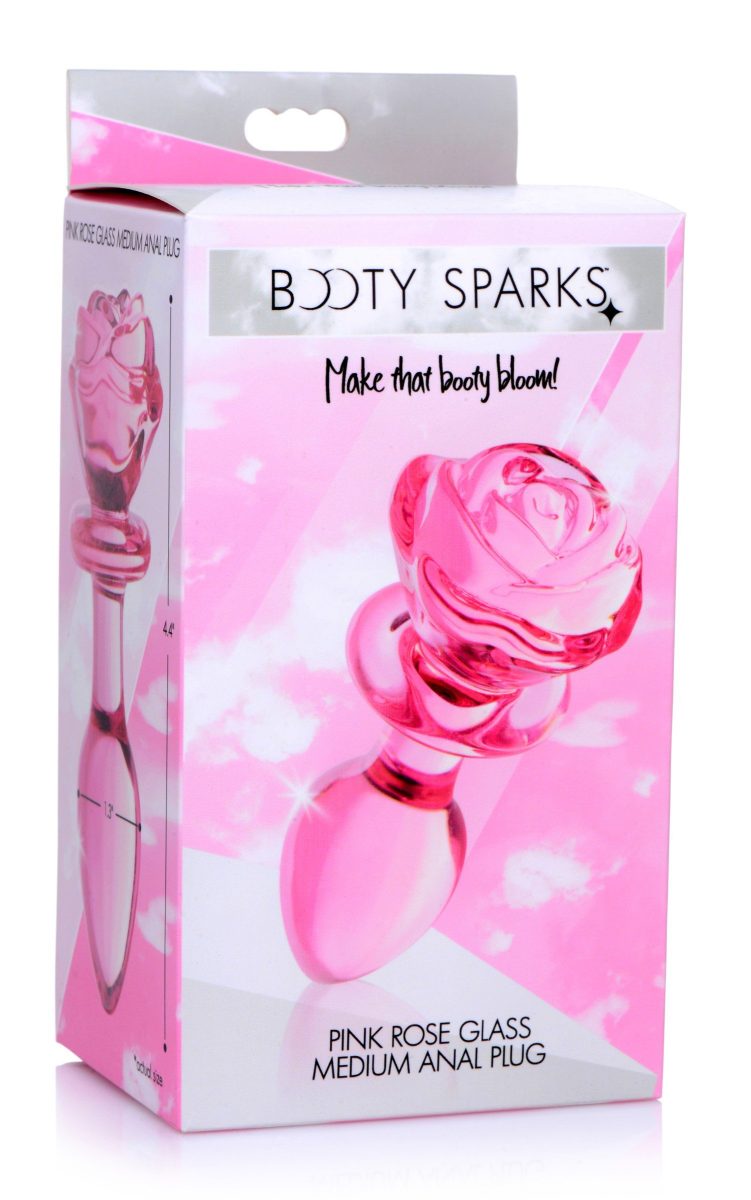 Pink Rose Glass Anal Plug - Medium - Image 7