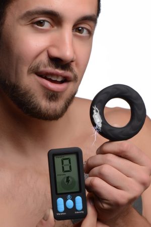 E-Stim Pro Silicone Vibrating Cock Ring with Remote Control
