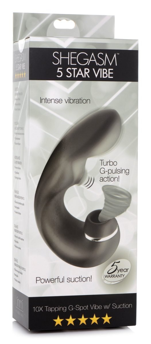 Shegasm 5 Star 10X Tapping G-Spot Silicone Vibrator with Suction - Black - Image 7