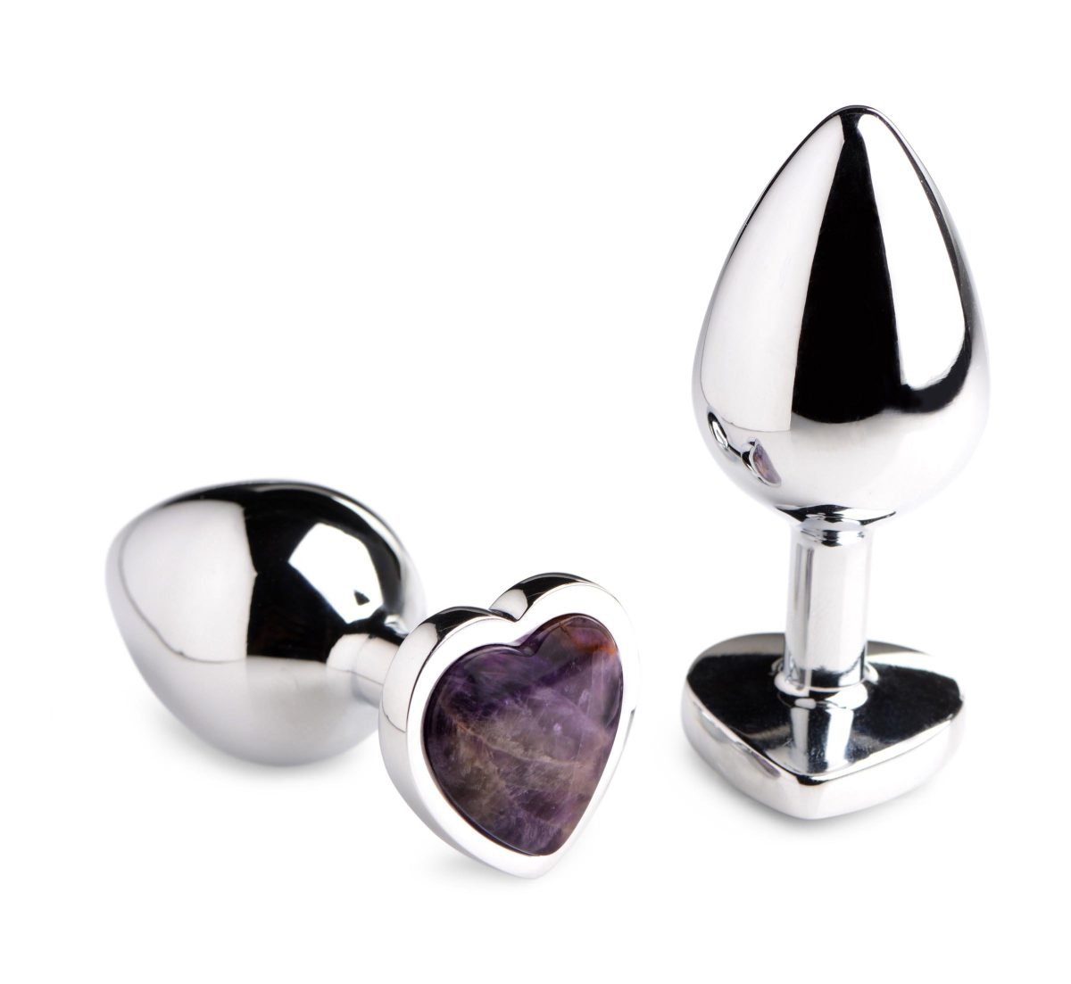 Genuine Amethyst Gemstone Heart Anal Plug - Small - Image 2