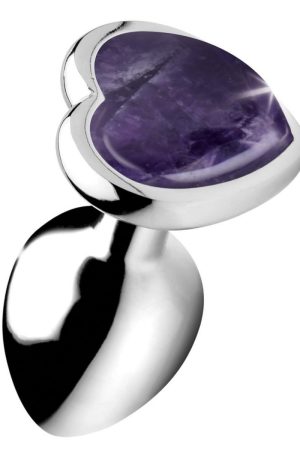 Genuine Amethyst Gemstone Heart Anal Plug - Small