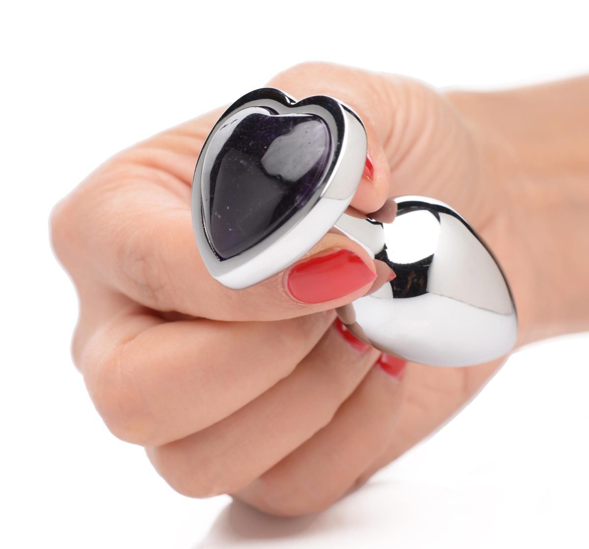 Genuine Amethyst Gemstone Heart Anal Plug - Small - Image 4