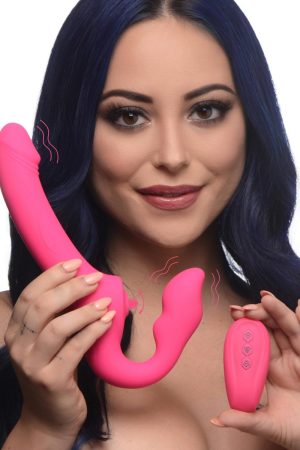 Licking and Vibrating Strapless Strap-On with Remote Control