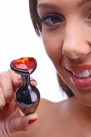 Ruby Red Heart Steel Butt Plug