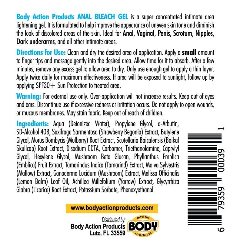 Body Action Anal Bleach Gel 1 Oz Bottle Counter Display 6Pcs - Image 2