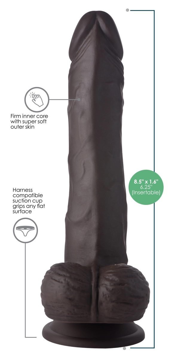 Thrusting and Vibrating 8 Inch Dildo - Dark - Image 2