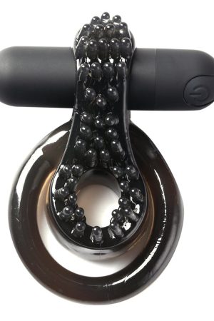 JAGGER RECHARGEABLE VIBRATING COCK RING BLACK SLEEVE