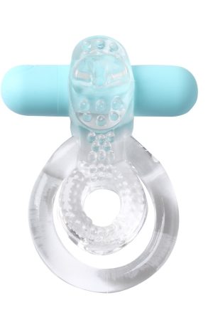 JAYDEN RECHARGEABLE VIBRATING COCK RING CLEAR SLEEVE