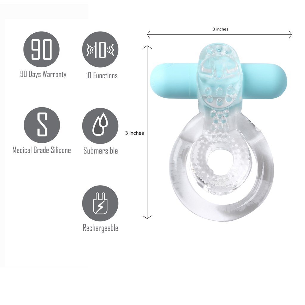 JAYDEN RECHARGEABLE VIBRATING COCK RING CLEAR SLEEVE - Image 2