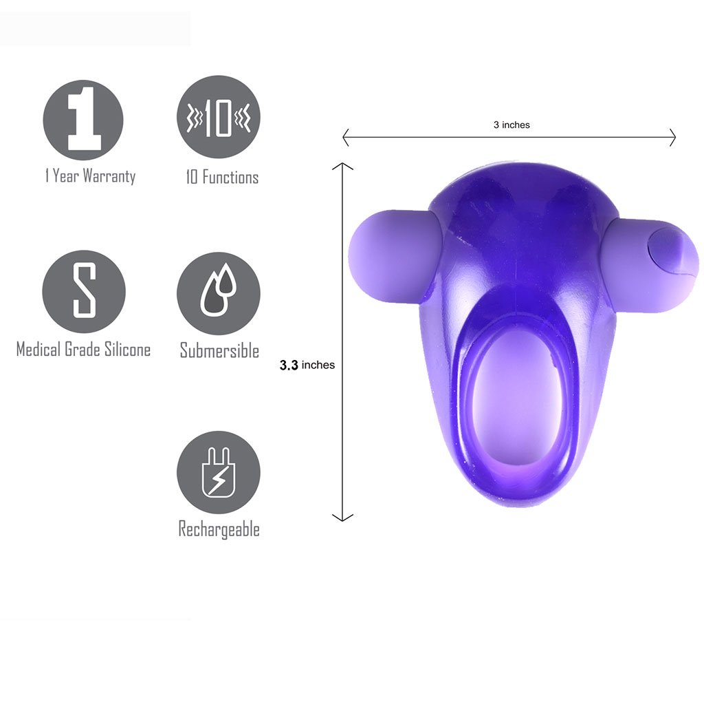 CASEY RECHARGEABLE VIBRATING ERECTION ENHANCER RING PURPLE - Image 4